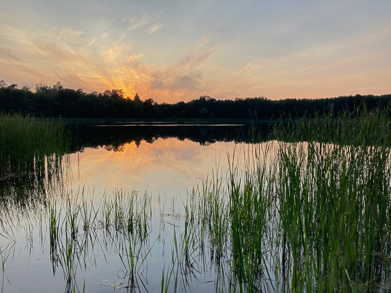 See mit Sonnenuntergang